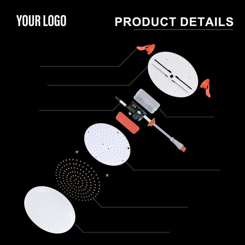 36W 매입형 LED 프레임리스 패널 조명, 알루미늄 + PC, 철 + PP